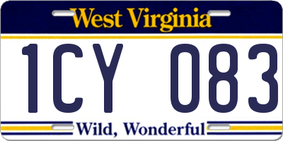 WV license plate 1CY083