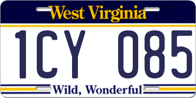 WV license plate 1CY085