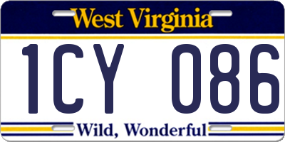 WV license plate 1CY086