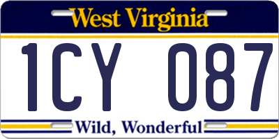 WV license plate 1CY087