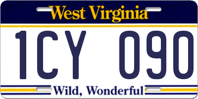 WV license plate 1CY090