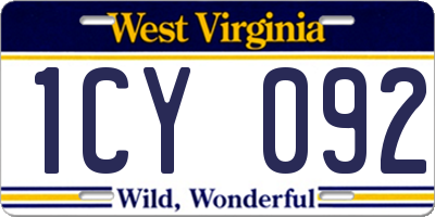WV license plate 1CY092
