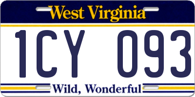 WV license plate 1CY093