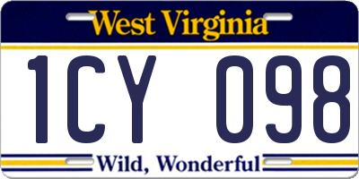 WV license plate 1CY098