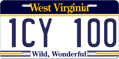 WV license plate 1CY100