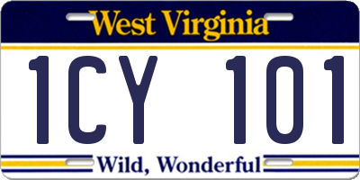 WV license plate 1CY101