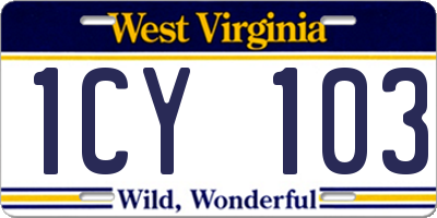 WV license plate 1CY103