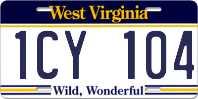 WV license plate 1CY104