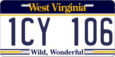 WV license plate 1CY106