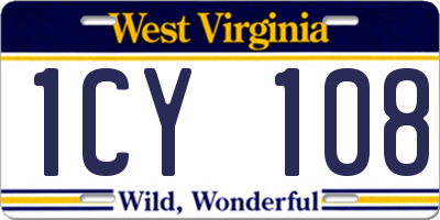 WV license plate 1CY108