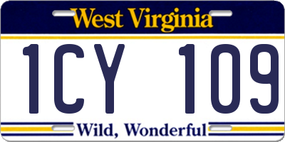 WV license plate 1CY109