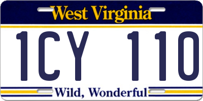 WV license plate 1CY110