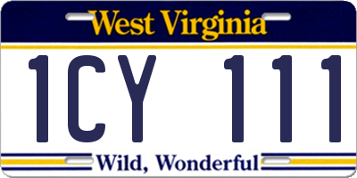 WV license plate 1CY111