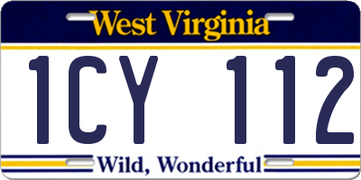 WV license plate 1CY112