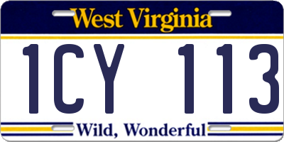 WV license plate 1CY113