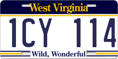 WV license plate 1CY114