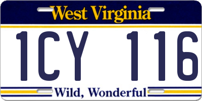WV license plate 1CY116