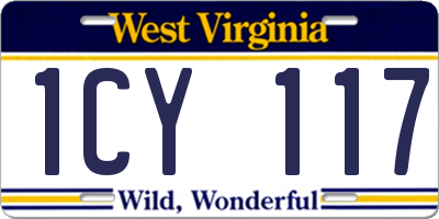 WV license plate 1CY117