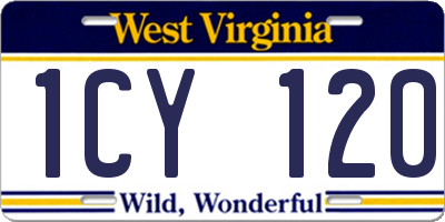 WV license plate 1CY120