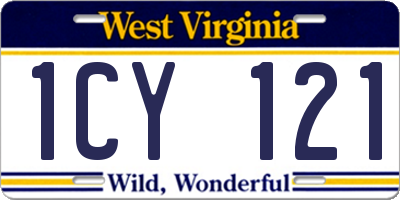WV license plate 1CY121