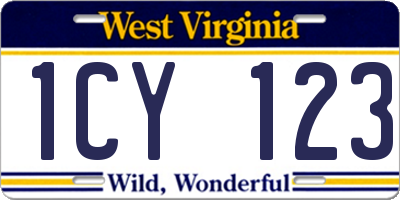 WV license plate 1CY123