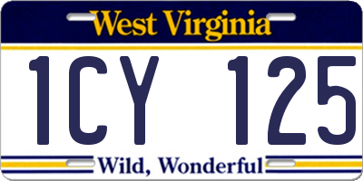 WV license plate 1CY125