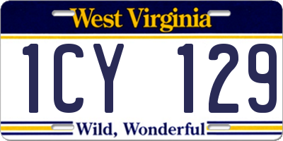WV license plate 1CY129