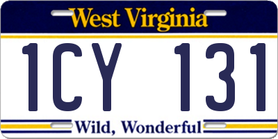 WV license plate 1CY131