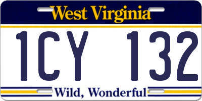 WV license plate 1CY132