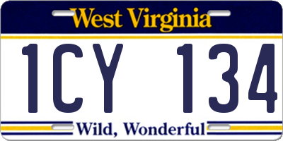 WV license plate 1CY134