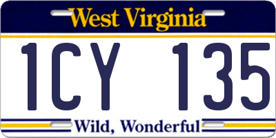WV license plate 1CY135