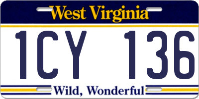 WV license plate 1CY136