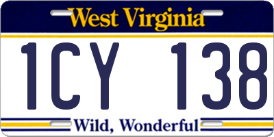 WV license plate 1CY138