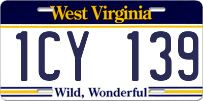 WV license plate 1CY139