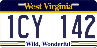 WV license plate 1CY142