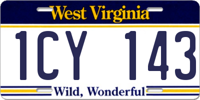 WV license plate 1CY143