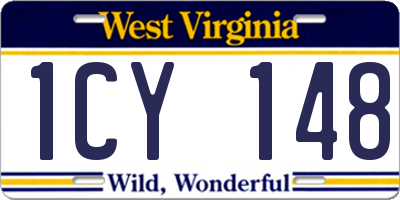 WV license plate 1CY148