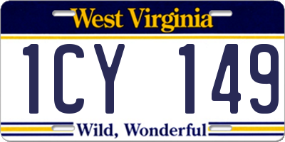 WV license plate 1CY149