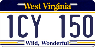 WV license plate 1CY150