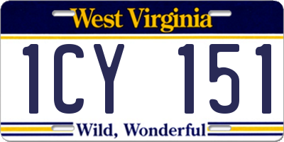 WV license plate 1CY151