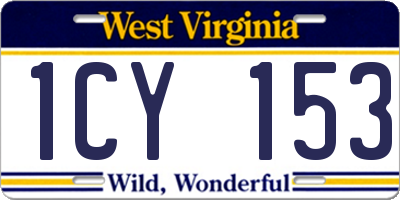 WV license plate 1CY153