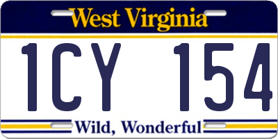 WV license plate 1CY154