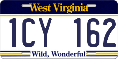 WV license plate 1CY162