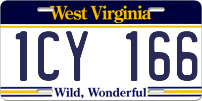 WV license plate 1CY166