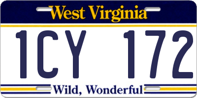 WV license plate 1CY172