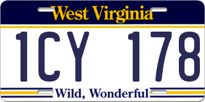 WV license plate 1CY178