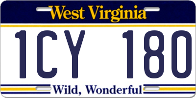 WV license plate 1CY180