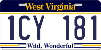 WV license plate 1CY181