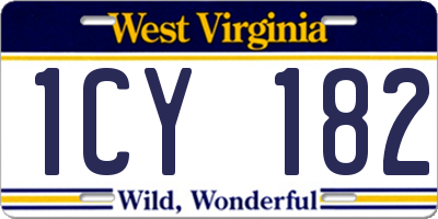 WV license plate 1CY182
