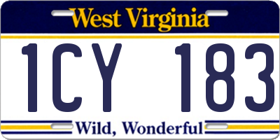 WV license plate 1CY183